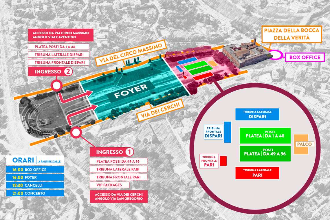 MAPPA AREA CONCERTO DAVID GILMOUR